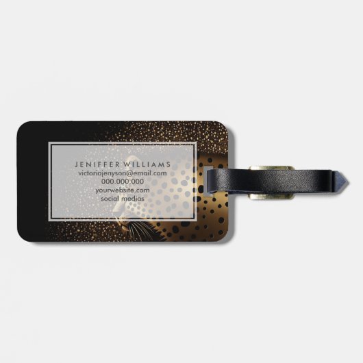 Étiquette À Bagage Golden Jaguar Pattern           (Dos horizontal)