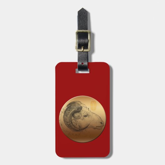 Étiquette À Bagage Golden Ram Année Astrologie chinoise Zodiac Bagage (Devant Vertical)