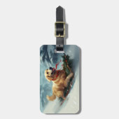 Étiquette À Bagage Golden Retriers Noël neige hiver (Devant Vertical)