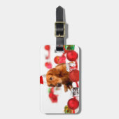 Étiquette À Bagage Golden Retriever Chien W Red Santa Chapel Noël (Devant Vertical)