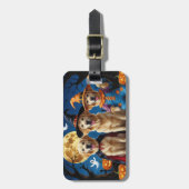 Étiquette À Bagage Golden Retriever Chiens Citrouille Halloween Funny (Devant Vertical)