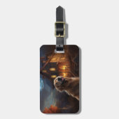 Étiquette À Bagage Golden Retriever Halloween effroi (Devant Vertical)