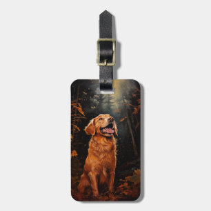 Étiquette À Bagage Golden Retriever la nuit