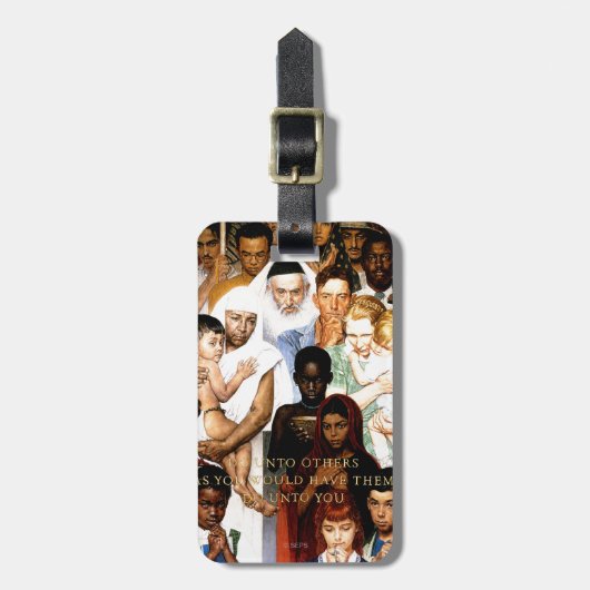 Étiquette À Bagage Golden Rule (Do to other) par Norman Rockwell (Devant Vertical)