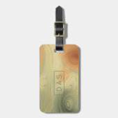 Étiquette À Bagage Golden Strata | Peach Orange Green Agate Monogramm (Devant Vertical)