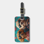 Étiquette À Bagage Goldendoodle avec coeur Roses Saint-Valentin (Devant Vertical)