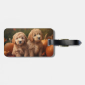 Étiquette À Bagage Goldendoodle Chiot Automne Citrouille délice (Dos horizontal)