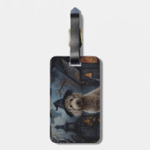 Étiquette À Bagage Goldendoodle Citrouille Halloween effrayant (Dos Vertical)