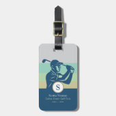 Étiquette À Bagage Golf avec Golf Club Bleu élégant (Devant Vertical)