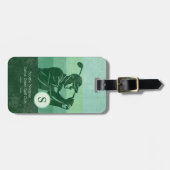 Étiquette À Bagage Golf avec Golf Club Elegant Vert (Devant horizontal)