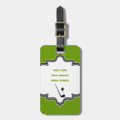 Étiquette À Bagage Golf club and ball black, green custom (Devant Vertical)