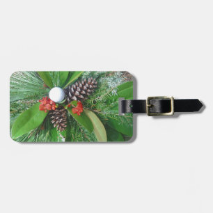 Étiquette À Bagage Golf cônes de pin et verdure Noël