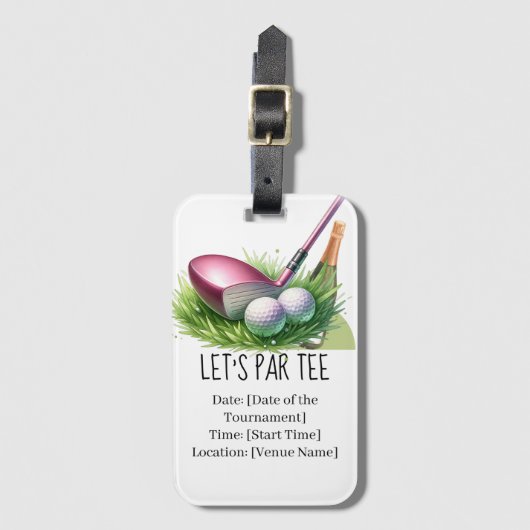 Étiquette À Bagage Golf Let's Par Tee pour tournoi féminin (Devant Vertical)