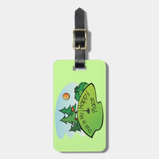 Étiquette À Bagage Golf Parcours Trou Happy Place (Devant Vertical)