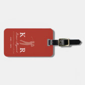 Étiquette À Bagage Golf Player Cool Classy Monogram Red (Devant horizontal)