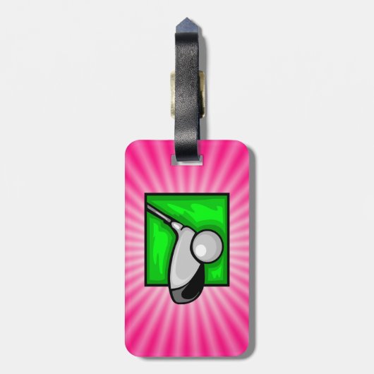 Étiquette À Bagage Golf rose (Dos Vertical)