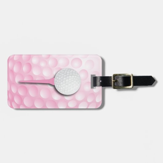 Étiquette À Bagage Golf Tee | Rose (Devant horizontal)