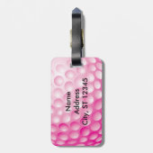 Étiquette À Bagage Golf Tee | Rose chaud (Dos Vertical)
