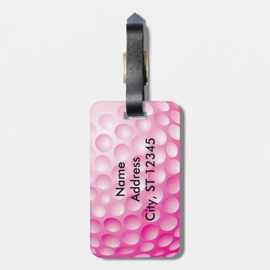 Étiquette À Bagage Golf Tee | Rose chaud (Dos Vertical)