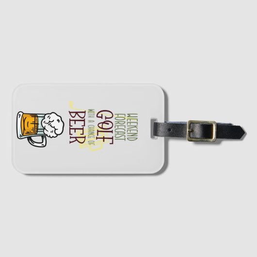 Étiquette À Bagage Golf week-end avec boule et bière (Devant Horizontal)