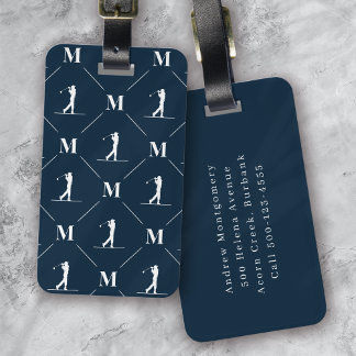 Étiquette À Bagage Golfer Monogramme Motif concepteur initial