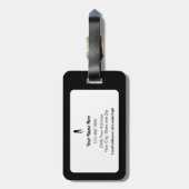 Étiquette À Bagage Golfer Personalized Name Modern Black & White (Dos Vertical)