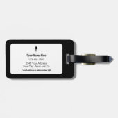 Étiquette À Bagage Golfer Personalized Name Modern Black & White (Dos horizontal)