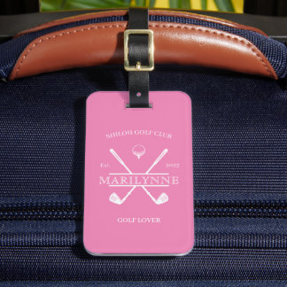 Étiquette À Bagage Golfeur Croix Club Rose