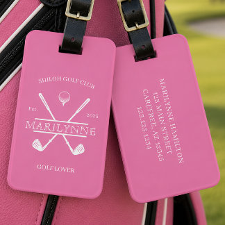 Étiquette À Bagage Golfeur Croix Club Rose