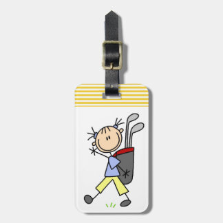 Étiquette À Bagage Golfeur de fille avec le sac et clubs