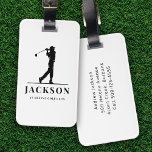 Étiquette À Bagage Golfeur de Monogramme personnalisé<br><div class="desc">Ce design est composé d'un golfeur qui balance un club et de deux champs de texte que vous pouvez utiliser pour le personnaliser - peut-être avec un nom et une équipe de golf ou un club.</div>