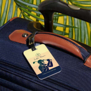 Étiquette À Bagage Golfeur Homme avec Club de Golf Élégant Moderne