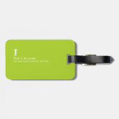Étiquette À Bagage Golfeur Monogramme Vert Citron (Dos horizontal)