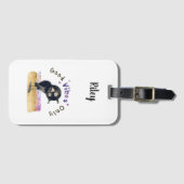 Étiquette À Bagage Good Vibes seulement avec Chouette curieuse (Devant Horizontal)