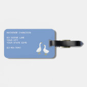 Étiquette À Bagage Goose Bird Pattern Blue (Dos horizontal)