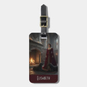 Étiquette À Bagage Gothic Medieval Maiden In Castle with Dogs (Devant Vertical)