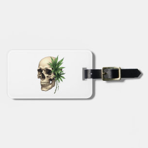 Étiquette À Bagage Gothique Grunge Esthétique Crâne Tropical Feuille