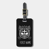 Étiquette À Bagage Gothique Voyage sucre crâne chaton éffrayant chato (Devant Vertical)