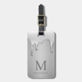 Étiquette À Bagage Gouttes de chrome argenté Métal liquide chaud Mono (Devant Vertical)