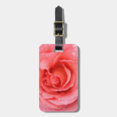 Étiquette À Bagage Gouttes d'Eau de Rose Rose Romantique (Devant Vertical)