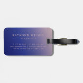 Étiquette À Bagage Gradient Faux Rose Gold et Navy Blue Monogram (Dos horizontal)