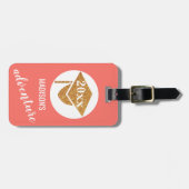 Étiquette À Bagage Graduation Coral Rose Or Voyage Aventure (Devant horizontal)