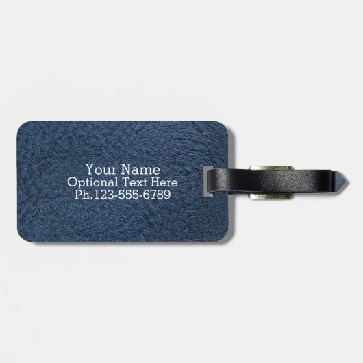 Étiquette À Bagage Grains Bleus Faux Cuir (Dos horizontal)