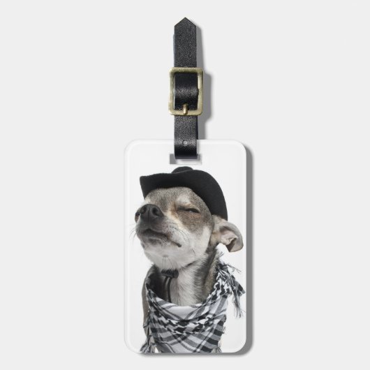 Étiquette À Bagage Grand-angulaire d'un chiwawa avec le sien observe (Devant Vertical)