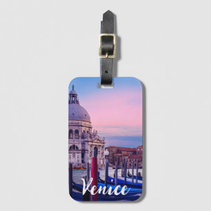 Étiquette À Bagage Grand Canal avec gondoles et église à Venise