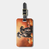 Étiquette À Bagage Grand Chiot Danse Automne Délice Citrouille (Devant Vertical)