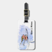 Étiquette À Bagage Grand Cochon Volant - Ski Jumping Pig Athlète (Devant Vertical)