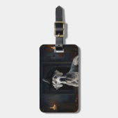 Étiquette À Bagage Grand Dane Citrouille Halloween flip d'effroi (Devant Vertical)