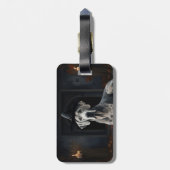 Étiquette À Bagage Grand Dane Citrouille Halloween flip d'effroi (Dos Vertical)