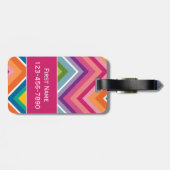 Étiquette À Bagage Grand Motif coloré Chevron avec nom (Dos horizontal)